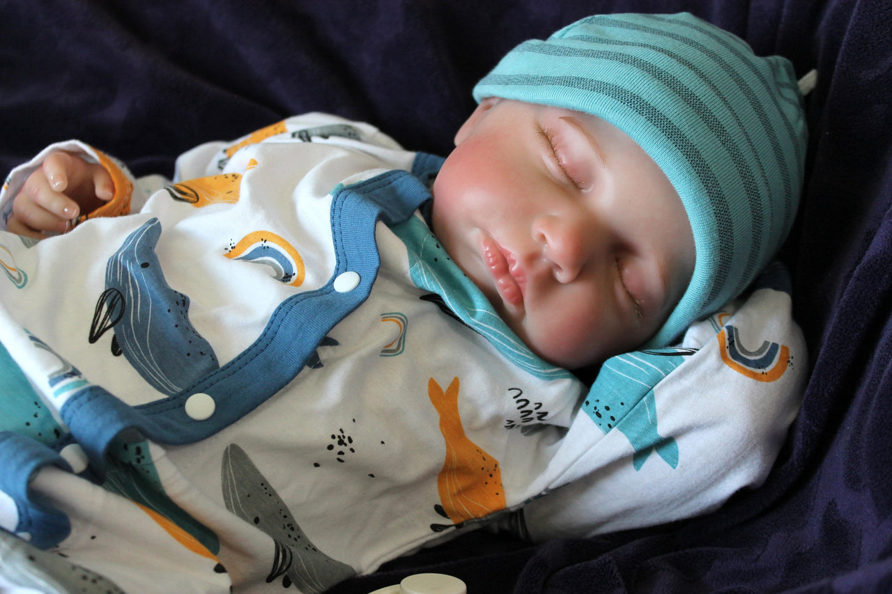 Whales yellow and blue outfit, Lifelike Reborn Baby Doll, Therapy doll, 20 inches 2 to 8 Pounds Weighted, Newborn Baby Boy, Soft Heavy Baby Dolls For Children Child Friendly Gifts For Girls, dementia therapy dolls