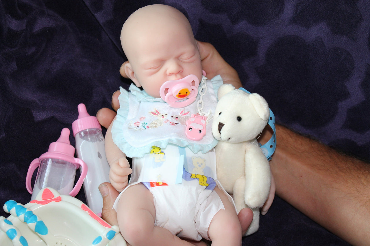 Realistic Real Lifelike 12" Full Silicone Baby Doll Body Reborn Preemie 2.6lbs Platinum Silicone Dolls Weighted Babies Ecoflex Bathtub Kids