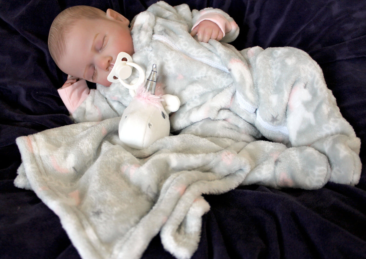 Unicorn Fuzzy Fleece Weighted Newborn Lifelike Reborn Baby Doll 20 inch Baby Soft Heavy Baby Dolls Children Child Friendly First Play Dolls