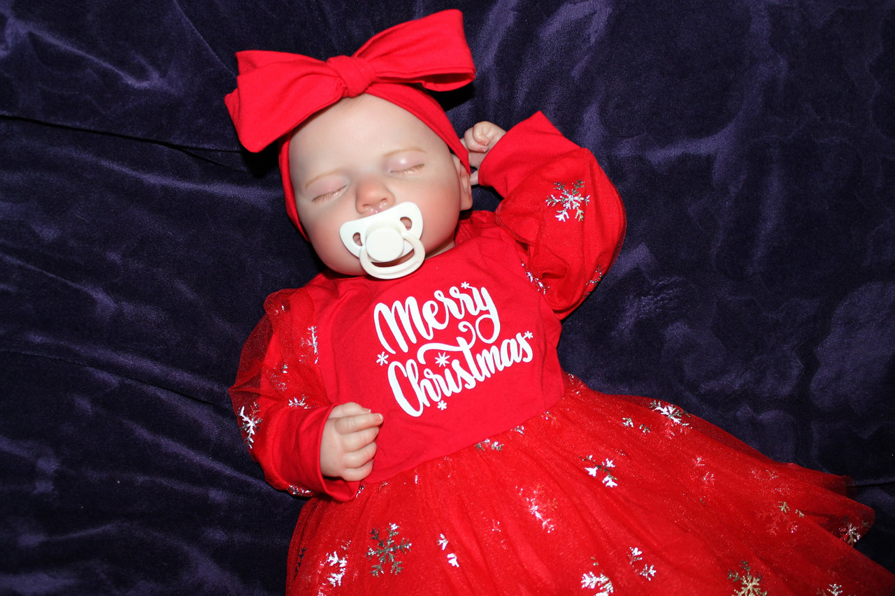 Christmas Reborn Baby Dolls Merry Christmas Outfit Lifelike Reborn Doll 20” Weighted Newborn Baby Therapy Doll Child Friendly Xmas Gifts NEW