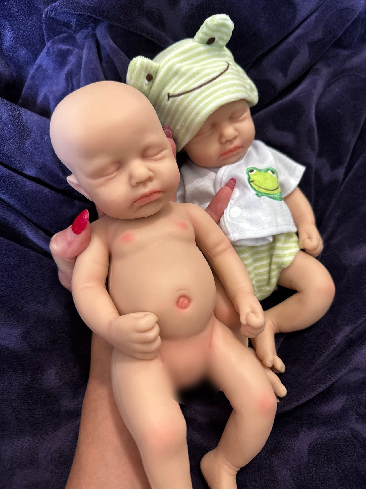 Green Frog Outfit, Silicone Baby Doll Full Body Reborn Preemie 12&quot; 2.6lbs Platinum Silicone Dolls Realistic Real Lifelike Weighted Babies Ecoflex Bathtub Baby