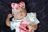 Thumbnail for Reborn doll in watermelon outfit that says summer. Lifelike Reborn Baby Doll 20” 2 to 8 Pounds Weighted Newborn Baby Girl/Boy Soft Heavy Baby Dolls For Children Child Friendly Gifts For Girls