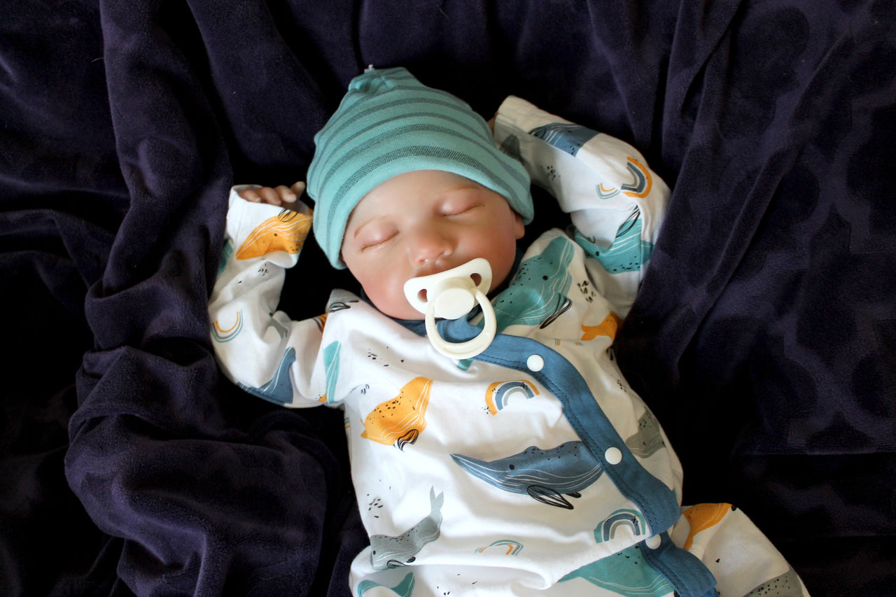 Whales yellow and blue outfit, Lifelike Reborn Baby Doll, Therapy doll, 20 inches 2 to 8 Pounds Weighted, Newborn Baby Boy, Soft Heavy Baby Dolls For Children Child Friendly Gifts For Girls, dementia therapy dolls