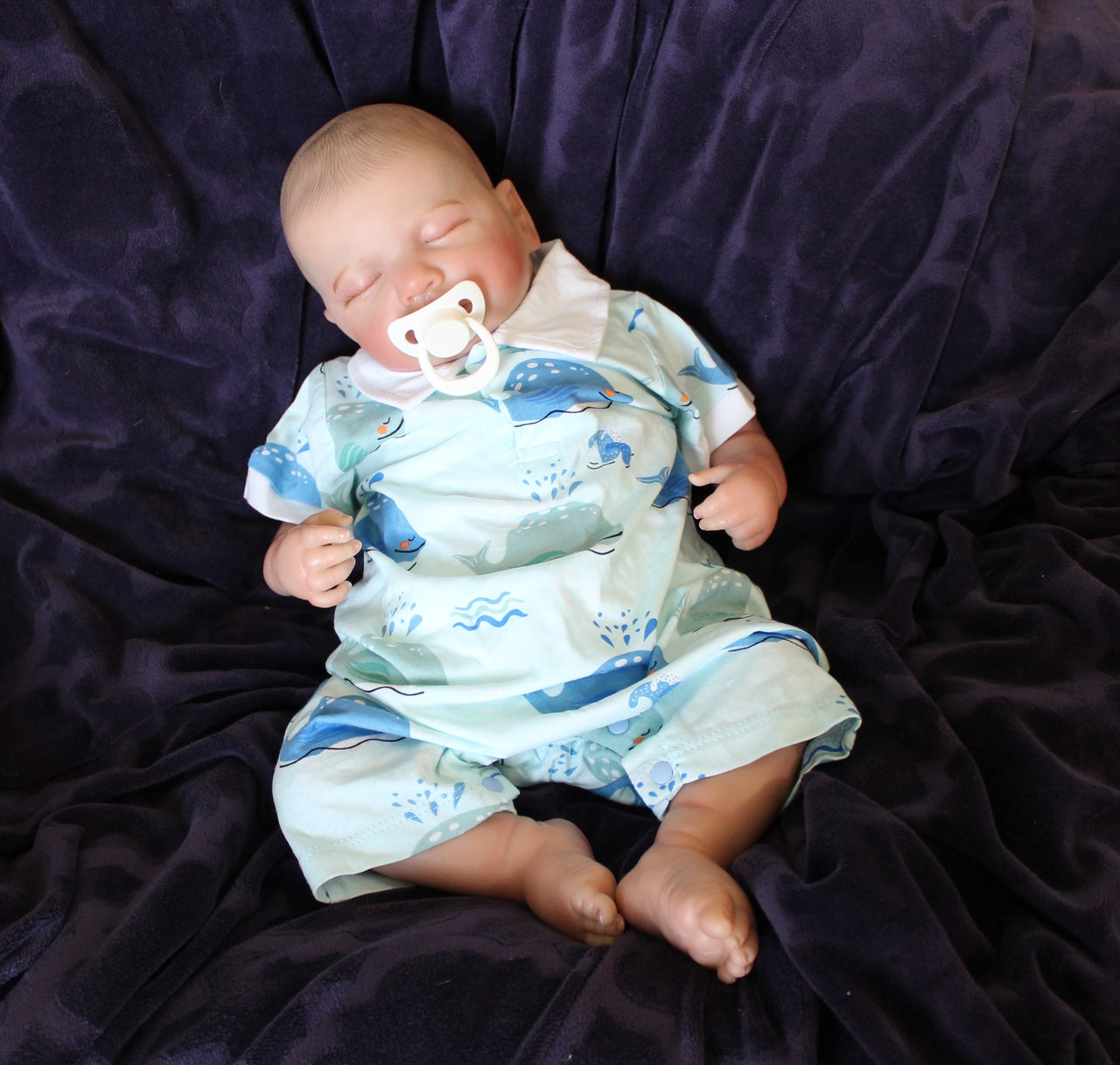 Blue Whales, Lifelike Reborn Baby Doll, Therapy doll, 20 inches 2 to 8 Pounds Weighted, Newborn Baby Boy, Soft Heavy Baby Dolls For Children Child Friendly Gifts For Girls, dementia therapy dolls