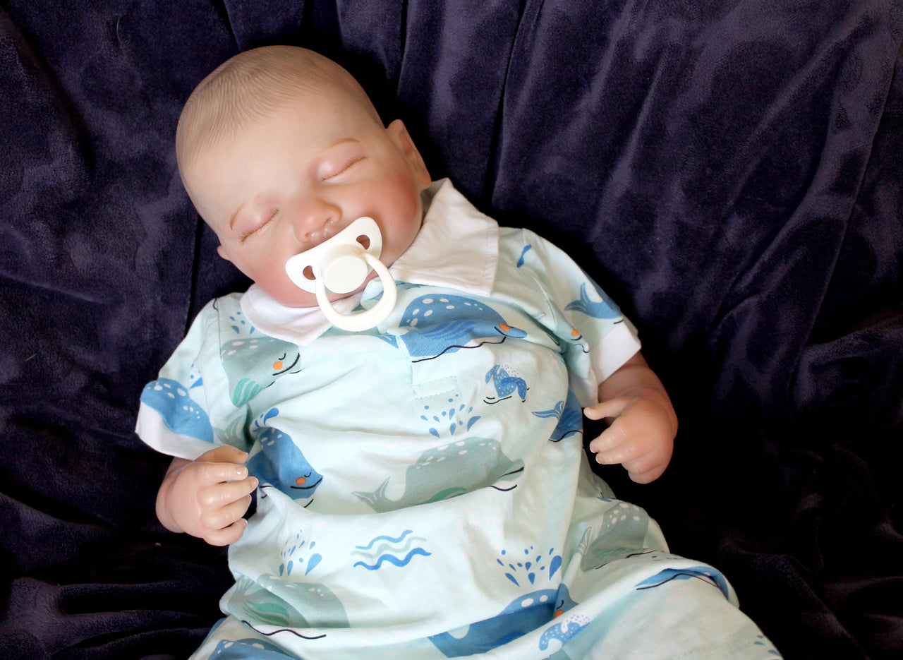 Blue Whales, Lifelike Reborn Baby Doll, Therapy doll, 20 inches 2 to 8 Pounds Weighted, Newborn Baby Boy, Soft Heavy Baby Dolls For Children Child Friendly Gifts For Girls, dementia therapy dolls