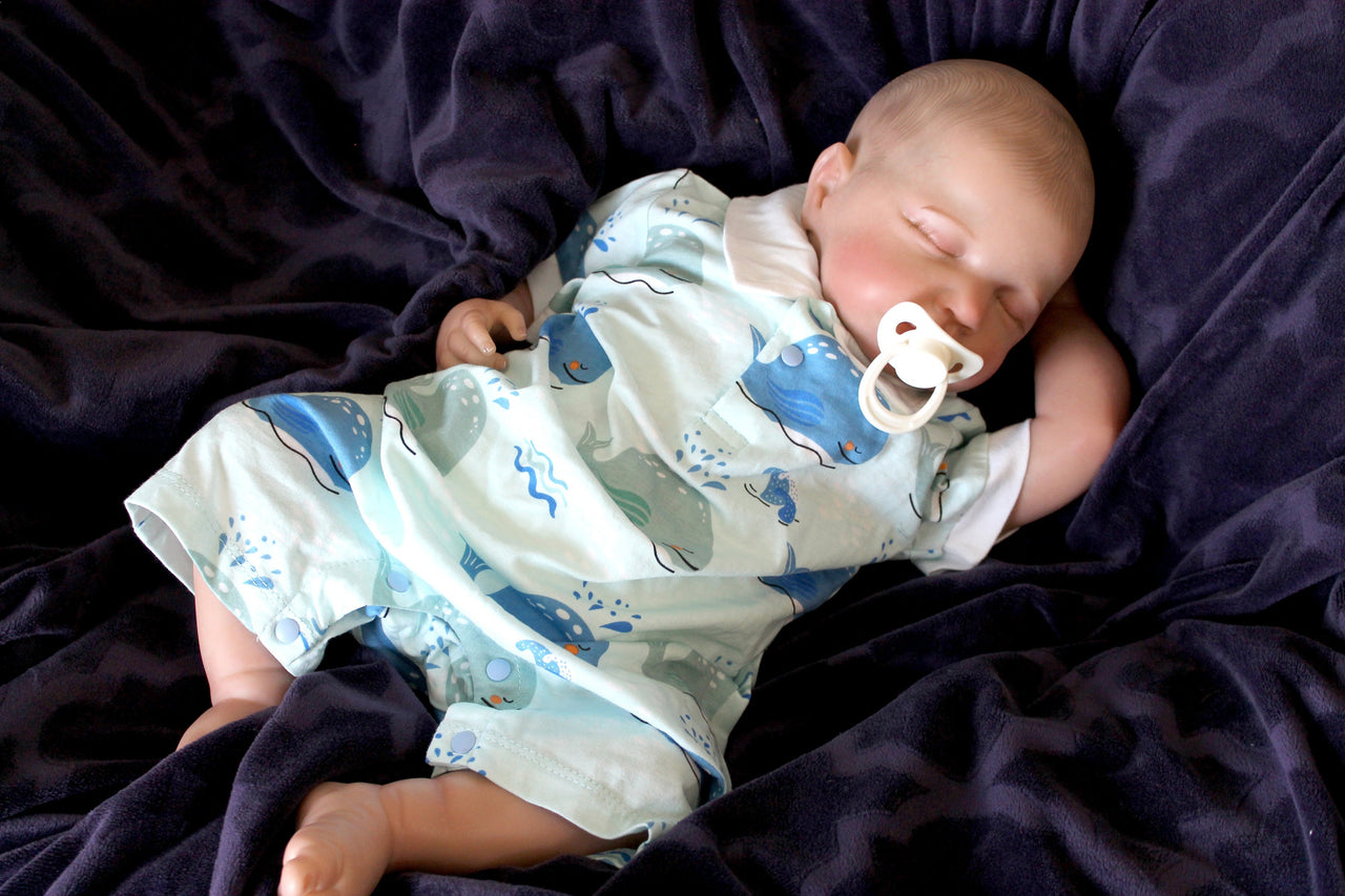 Blue Whales, Lifelike Reborn Baby Doll, Therapy doll, 20 inches 2 to 8 Pounds Weighted, Newborn Baby Boy, Soft Heavy Baby Dolls For Children Child Friendly Gifts For Girls, dementia therapy dolls