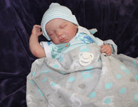 Thumbnail for Blue whales with striped blue hat, Painted Finished Reborn Baby Doll, Lifelike Baby Doll, Weighted Newborn Baby, Heavy Dolls For Children, Child Friendly Gifts For Girls, dementia gifts for elderly