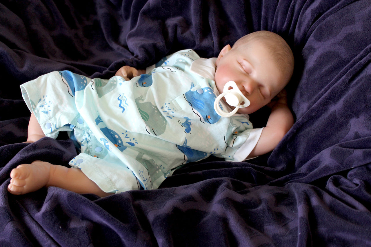 Blue Whales, Lifelike Reborn Baby Doll, Therapy doll, 20 inches 2 to 8 Pounds Weighted, Newborn Baby Boy, Soft Heavy Baby Dolls For Children Child Friendly Gifts For Girls, dementia therapy dolls