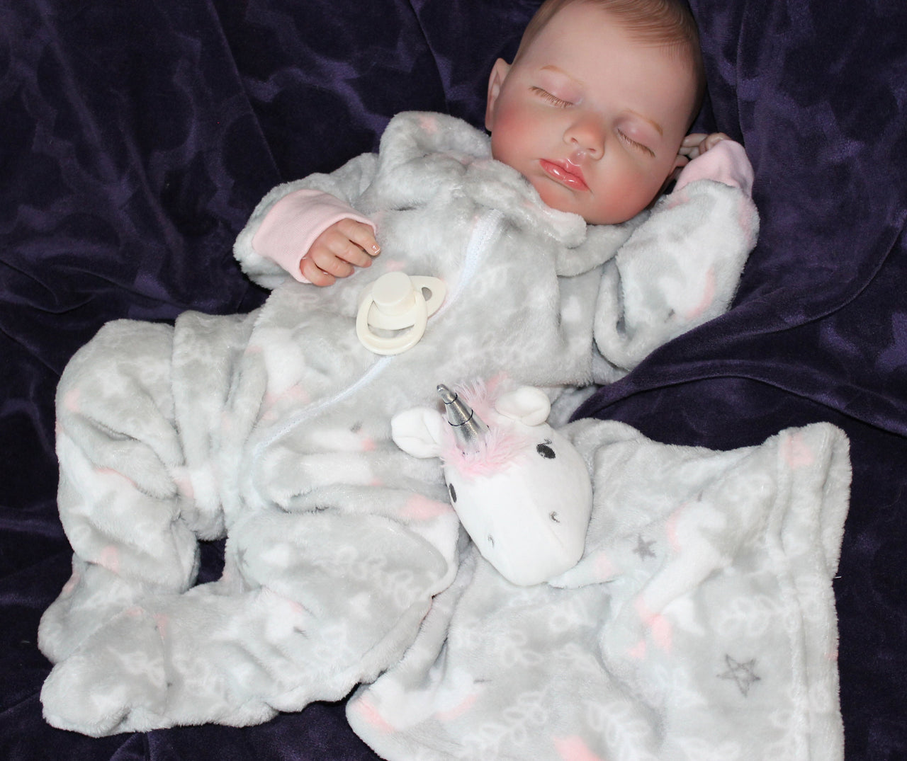 Unicorn Fuzzy Fleece Weighted Newborn Lifelike Reborn Baby Doll 20 inch Baby Soft Heavy Baby Dolls Children Child Friendly First Play Dolls