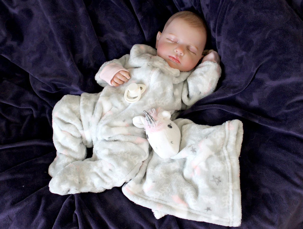 Unicorn Fuzzy Fleece Weighted Newborn Lifelike Reborn Baby Doll 20 inch Baby Soft Heavy Baby Dolls Children Child Friendly First Play Dolls