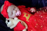 Thumbnail for Christmas baby doll My first Christmas striped outfit Elf Lifelike Newborn REBORN BABY DOLL Realistic 20 inch 8 Pounds Heavy Life Size Real Weighted Vinyl Cloth Body Kids Childs First Play Dolls