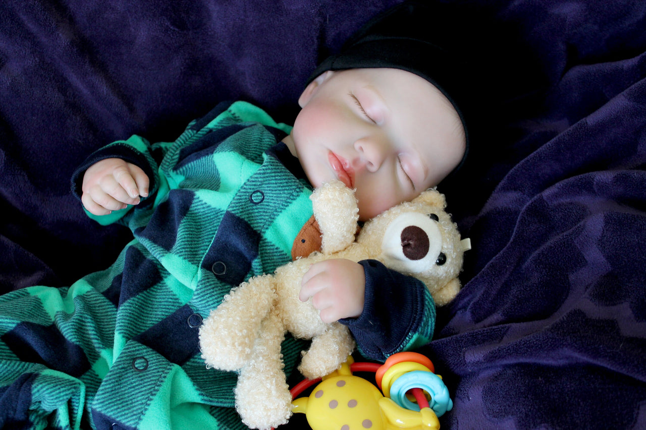 green and plaid fleece pajamas, Lifelike 20&quot; Painted Reborn Baby Doll, Weighted 2-8 Pounds - Realistic Newborn Reborns, Child-Friendly, Perfect Gift for Girls Therapy Dolls