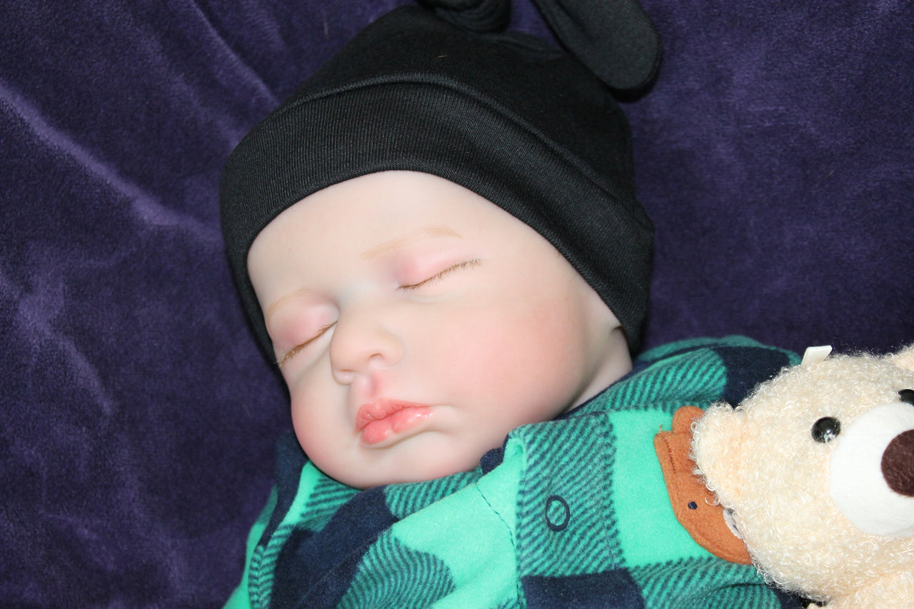 20&quot; Reborn Therapy Baby Doll - Lifelike Weighted Newborn Plaid Christmas Outfit, Child-Friendly, Ideal for Realistic Play, Unique Xmas Gift Copy