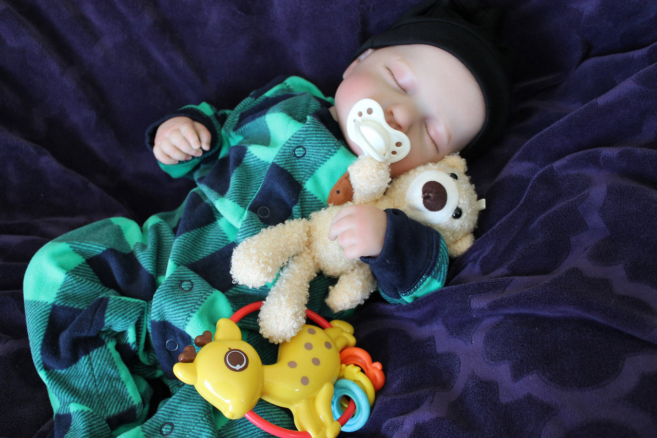 20&quot; Reborn Therapy Baby Doll - Lifelike Weighted Newborn Plaid Christmas Outfit, Child-Friendly, Ideal for Realistic Play, Unique Xmas Gift Copy