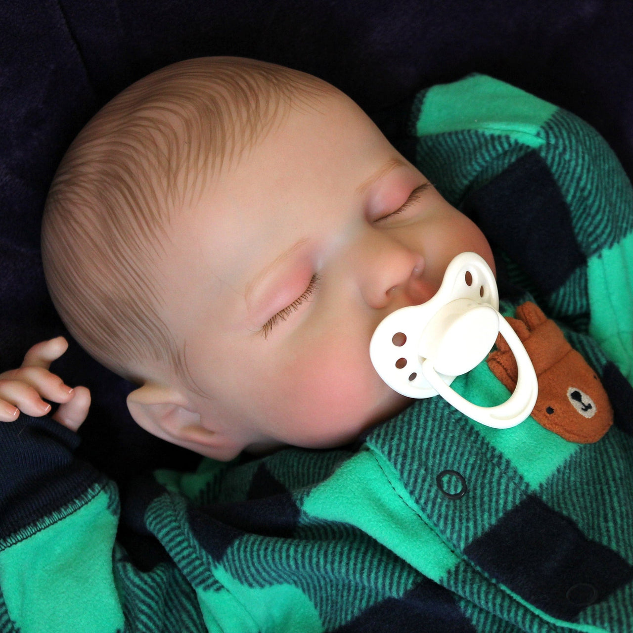 20" Reborn Baby Doll: Weighted Newborn, Plaid Outfit