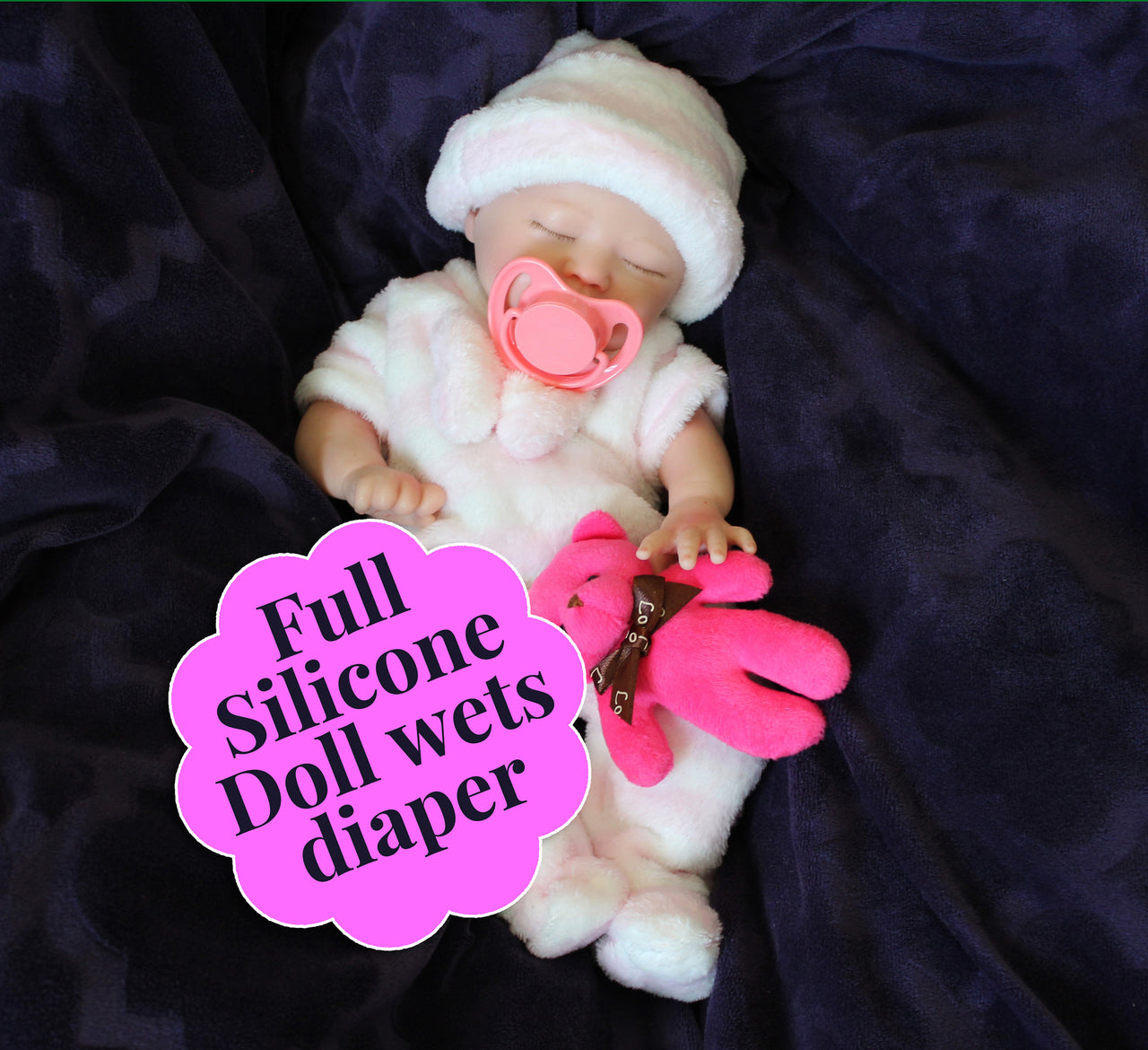 Full Silicone Baby Doll with Drink-and-Wet System Dolls Realistic Lifelike Reborn Weighs 3lbs Can Wet Diapers for Bathtub Play