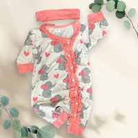 Thumbnail for Newborn Baby Doll 20 inch Baby Clothes Ruffles Elephant Pink Gray Bodysuit Romper Pajamas One Piece Infant 0-3 Months With Headband PJ Set