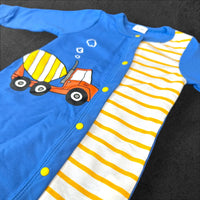 Thumbnail for Boys Construction Blue and Yellow Baby Romper Newborn Baby Doll 20" Baby Clothes Bodysuit Pajamas One Piece Infant 0-3 Months PJ Infant NEW