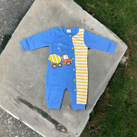 Thumbnail for Boys Construction Blue and Yellow Baby Romper Newborn Baby Doll 20" Baby Clothes Bodysuit Pajamas One Piece Infant 0-3 Months PJ Infant NEW