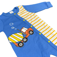 Thumbnail for Boys Construction Blue and Yellow Baby Romper Newborn Baby Doll 20" Baby Clothes Bodysuit Pajamas One Piece Infant 0-3 Months PJ Infant NEW