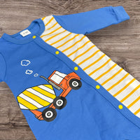 Thumbnail for Boys Construction Blue and Yellow Baby Romper Newborn Baby Doll 20" Baby Clothes Bodysuit Pajamas One Piece Infant 0-3 Months PJ Infant NEW