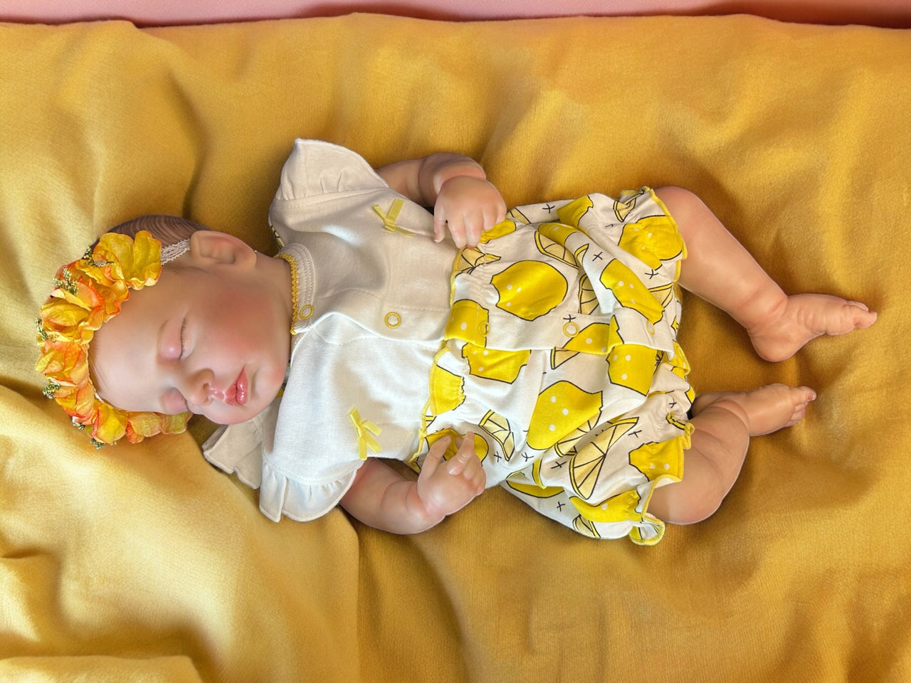 Newborn Yellow Lemons Summer REBORN BABY DOLL Realistic 20 inch Heavy Life Size Real Weighted Vinyl Cloth Body Kids Childs First Play Dolls