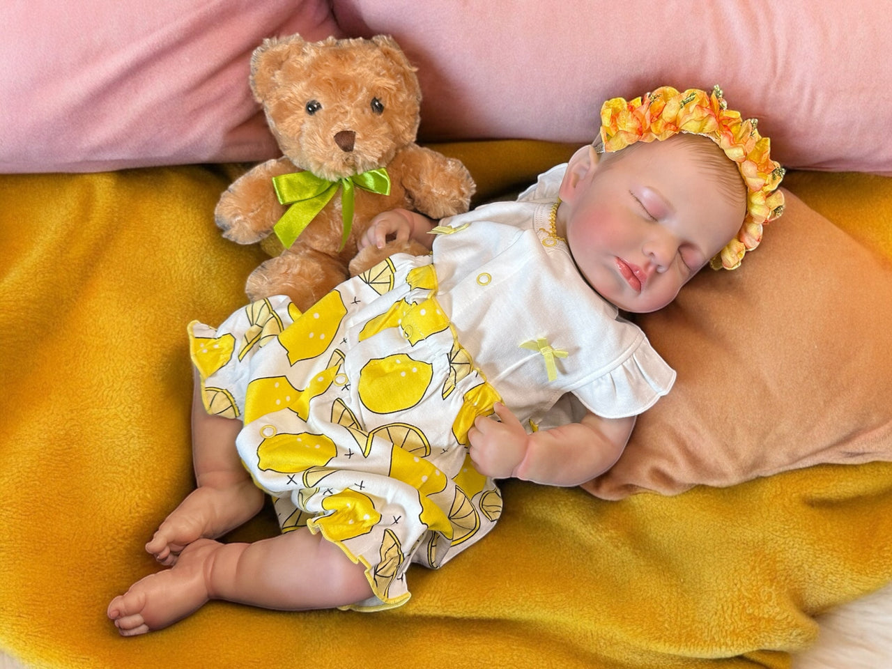 Newborn Yellow Lemons Summer REBORN BABY DOLL Realistic 20 inch Heavy Life Size Real Weighted Vinyl Cloth Body Kids Childs First Play Dolls
