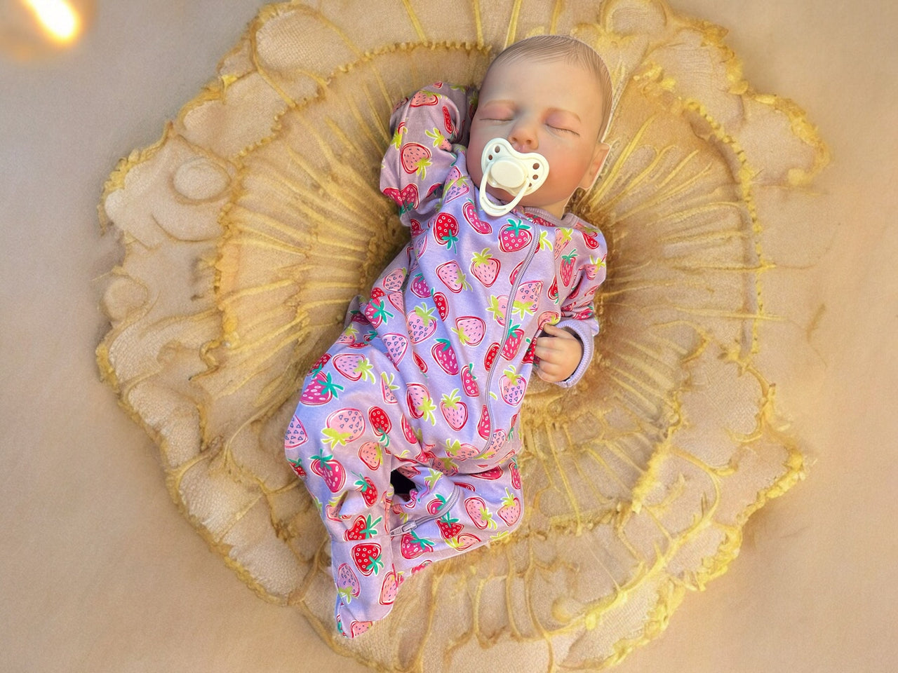 REBORN BABY DOLL Realistic 20&quot; Newborn Purple Strawberry Sleep Heavy Life Size Real Weighted Vinyl Cloth Body Kids Childs First Play Doll