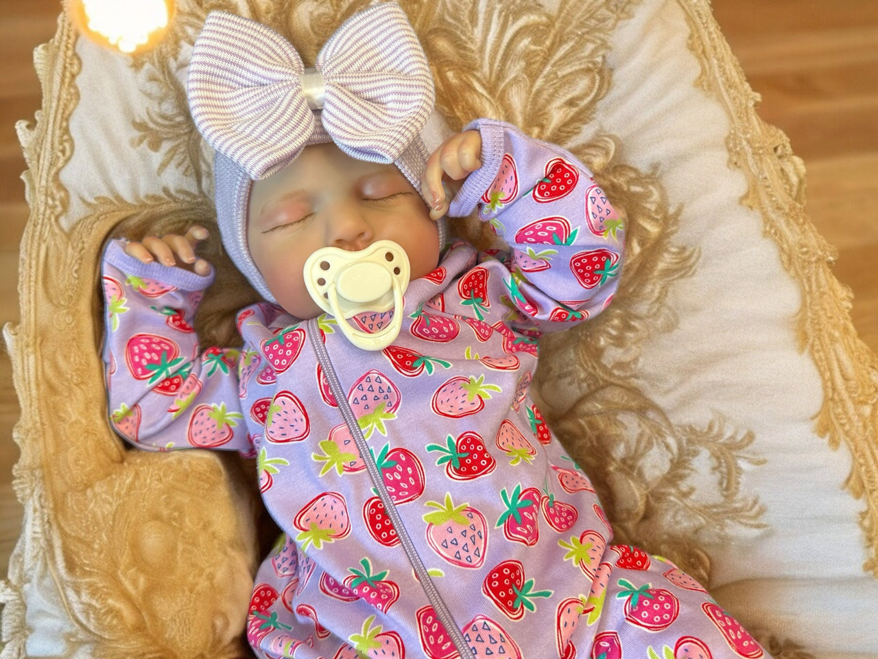 REBORN BABY DOLL Realistic 20" Newborn Purple Strawberry Sleep Heavy Life Size Real Weighted Vinyl Cloth Body Kids Childs First Play Doll
