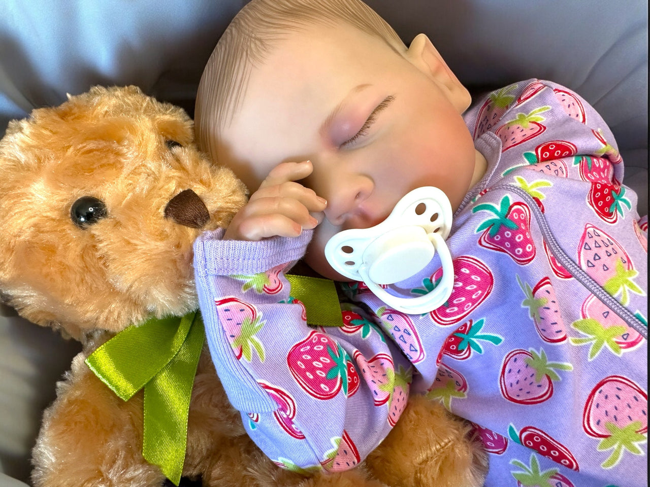 REBORN BABY DOLL Realistic 20" Newborn Purple Strawberry Sleep Heavy Life Size Real Weighted Vinyl Cloth Body Kids Childs First Play Doll