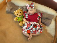 Thumbnail for Maroon red flowered dress with a doll with an open mouth Lifelike Reborn Baby Doll 20” 8 Pounds Weighted Newborn Baby Girl/Boy Soft Heavy Baby Dolls For Children Child Friendly Gifts For Girls