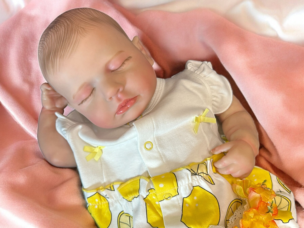 Realistic Reborn Baby Doll: 20-inch Weighted Vinyl Doll with Lemon Outfit