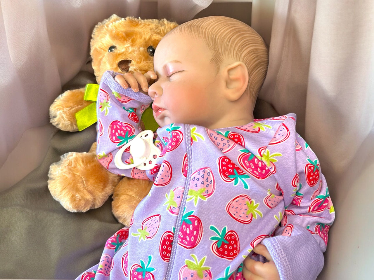 REBORN BABY DOLL Realistic 20" Newborn Purple Strawberry Sleep Heavy Life Size Real Weighted Vinyl Cloth Body Kids Childs First Play Doll