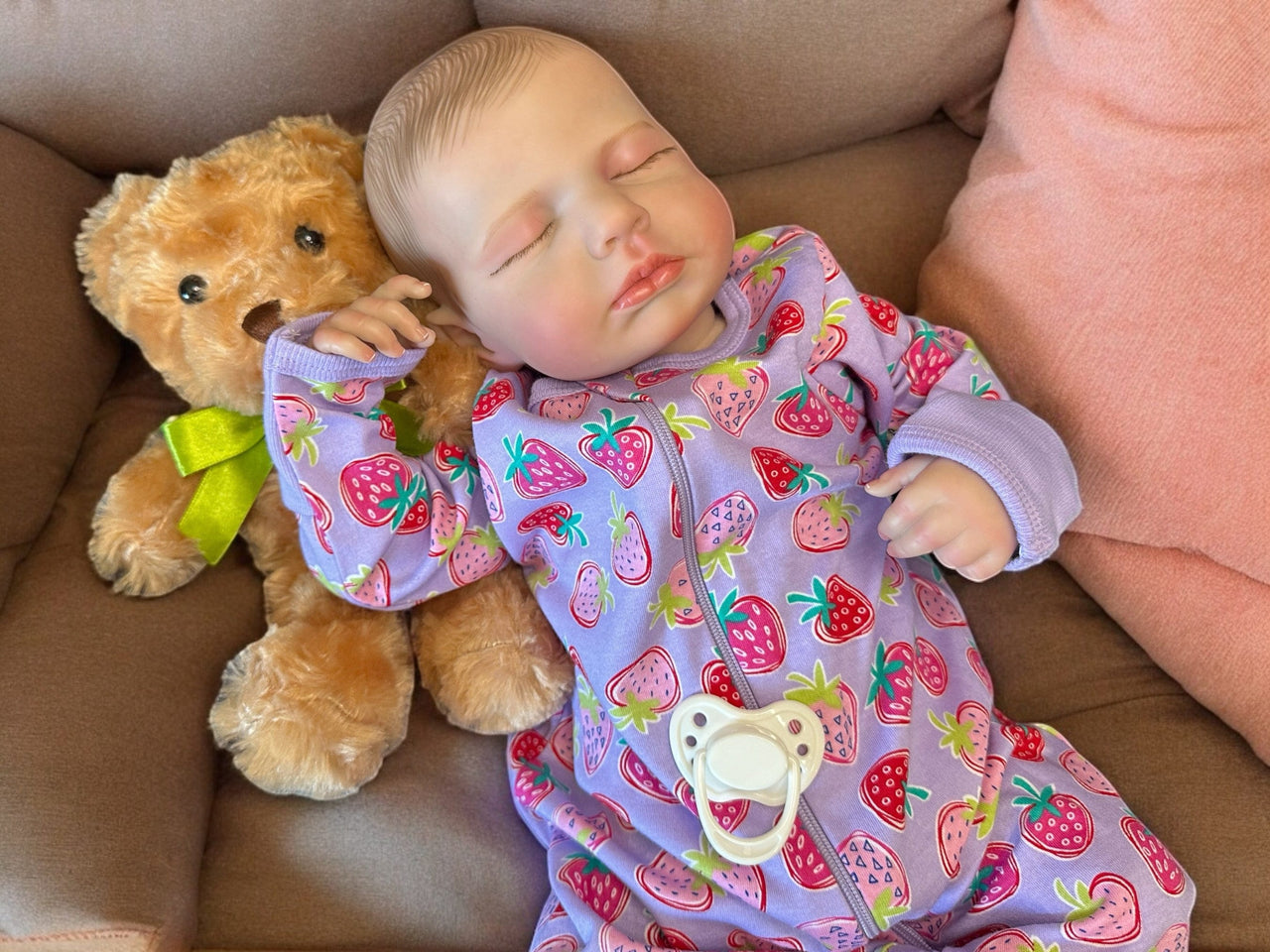 REBORN BABY DOLL Realistic 20" Newborn Purple Strawberry Sleep Heavy Life Size Real Weighted Vinyl Cloth Body Kids Childs First Play Doll