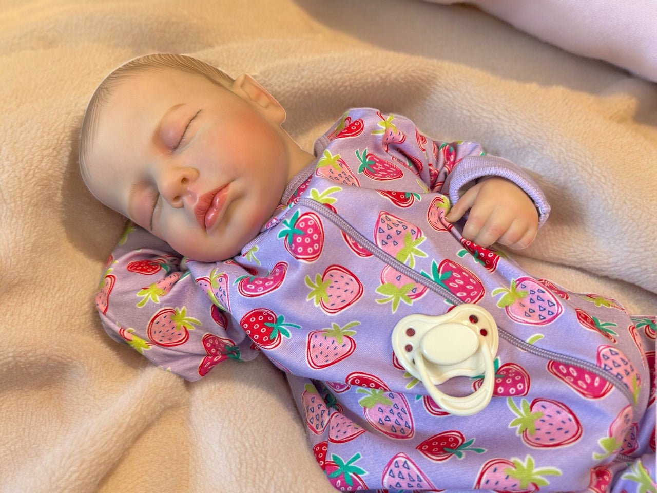 REBORN BABY DOLL Realistic 20&quot; Newborn Purple Strawberry Sleep Heavy Life Size Real Weighted Vinyl Cloth Body Kids Childs First Play Doll