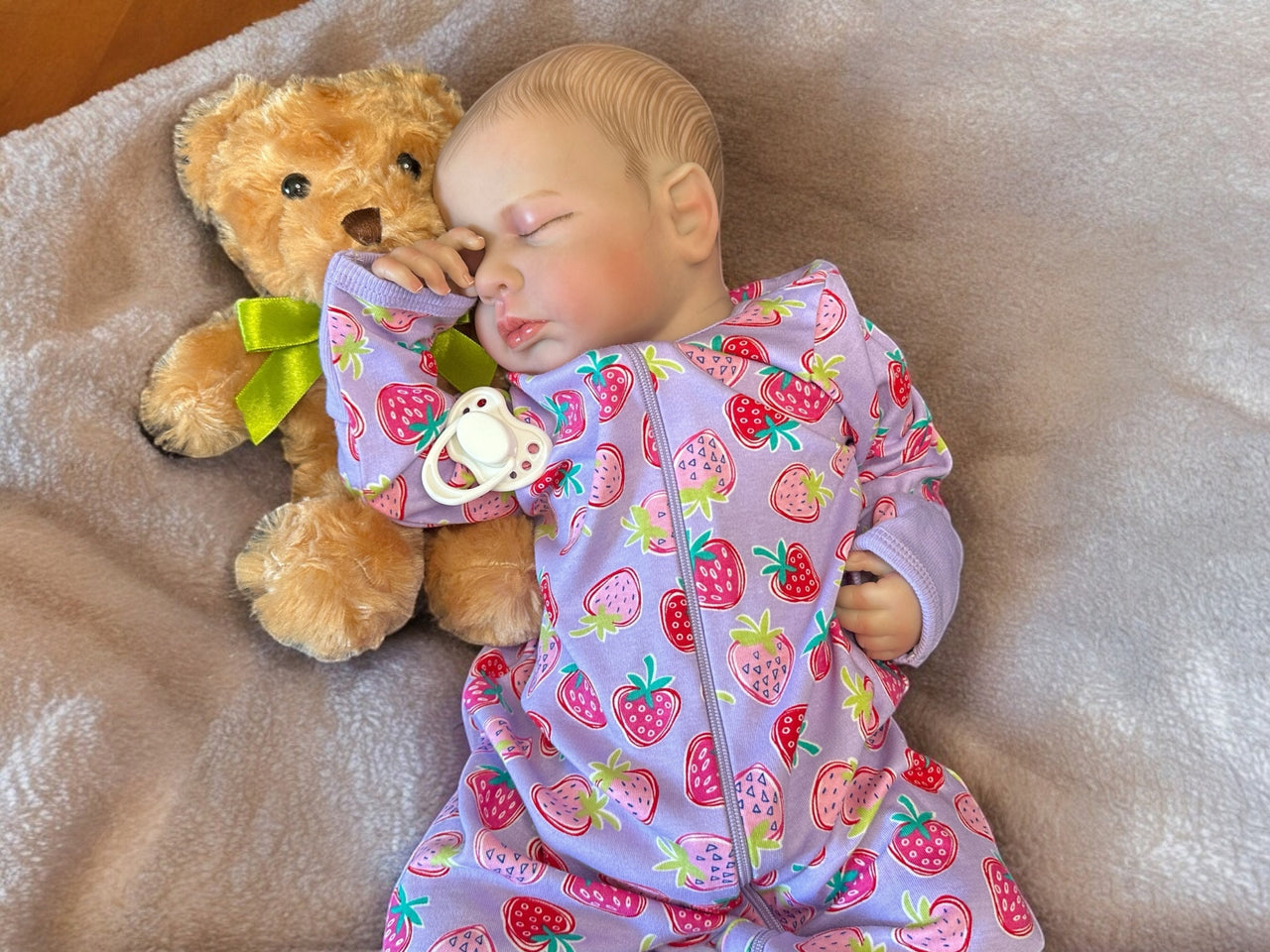 REBORN BABY DOLL Realistic 20" Newborn Purple Strawberry Sleep Heavy Life Size Real Weighted Vinyl Cloth Body Kids Childs First Play Doll