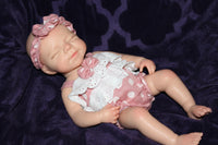 Thumbnail for pink polka dot 13 inch doll clothes, Silicone Baby Doll Full Body Reborn Preemie 13 inch 2.3lbs Platinum Silicone Dolls Realistic Real Lifelike Weighted Babies Ecoflex Bathtub Baby