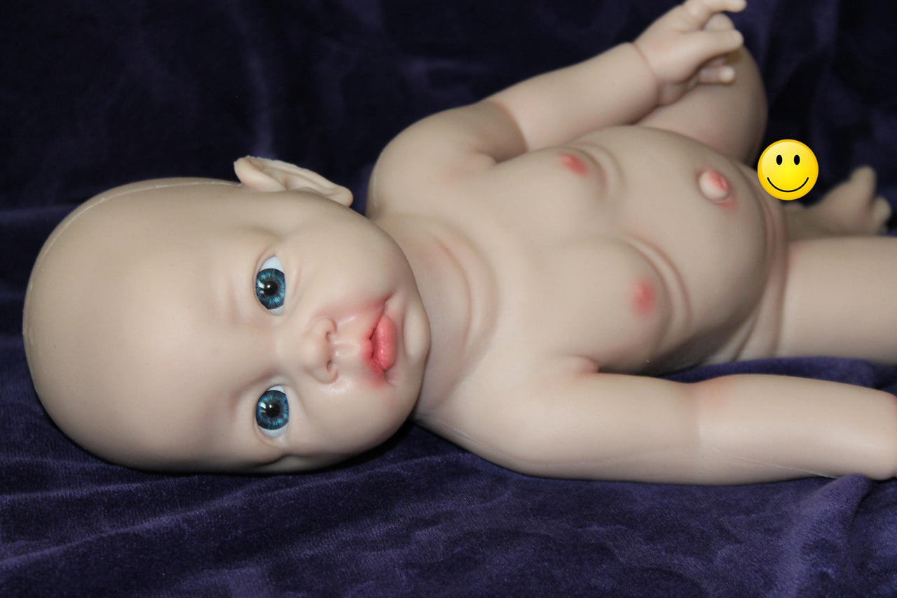 Full Silicone Doll Squishy Body Reborn Platinum Silicone Dolls Realistic Newborn Real Lifelike Weighted Babies Bathtub Baby 17 inches 5.3 pounds