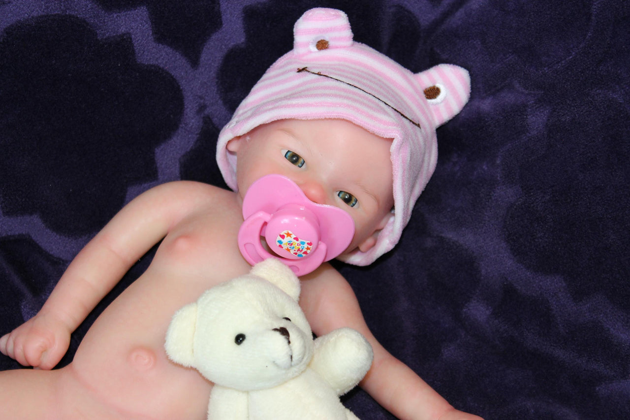 pink polka dot 13 inch doll clothes, Silicone Baby Doll Full Body Reborn Preemie 13 inch 2 lbs Platinum Silicone Dolls Realistic Real Lifelike Weighted Babies Ecoflex Bathtub Baby