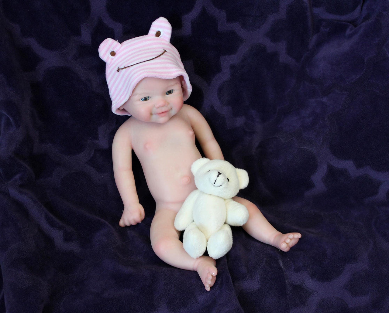 blue polka dot 13 inch doll clothes, Silicone Baby Doll Full Body Reborn Preemie 13 inch 2 lbs Platinum Silicone Dolls Realistic Real Lifelike Weighted Babies Ecoflex Bathtub Baby