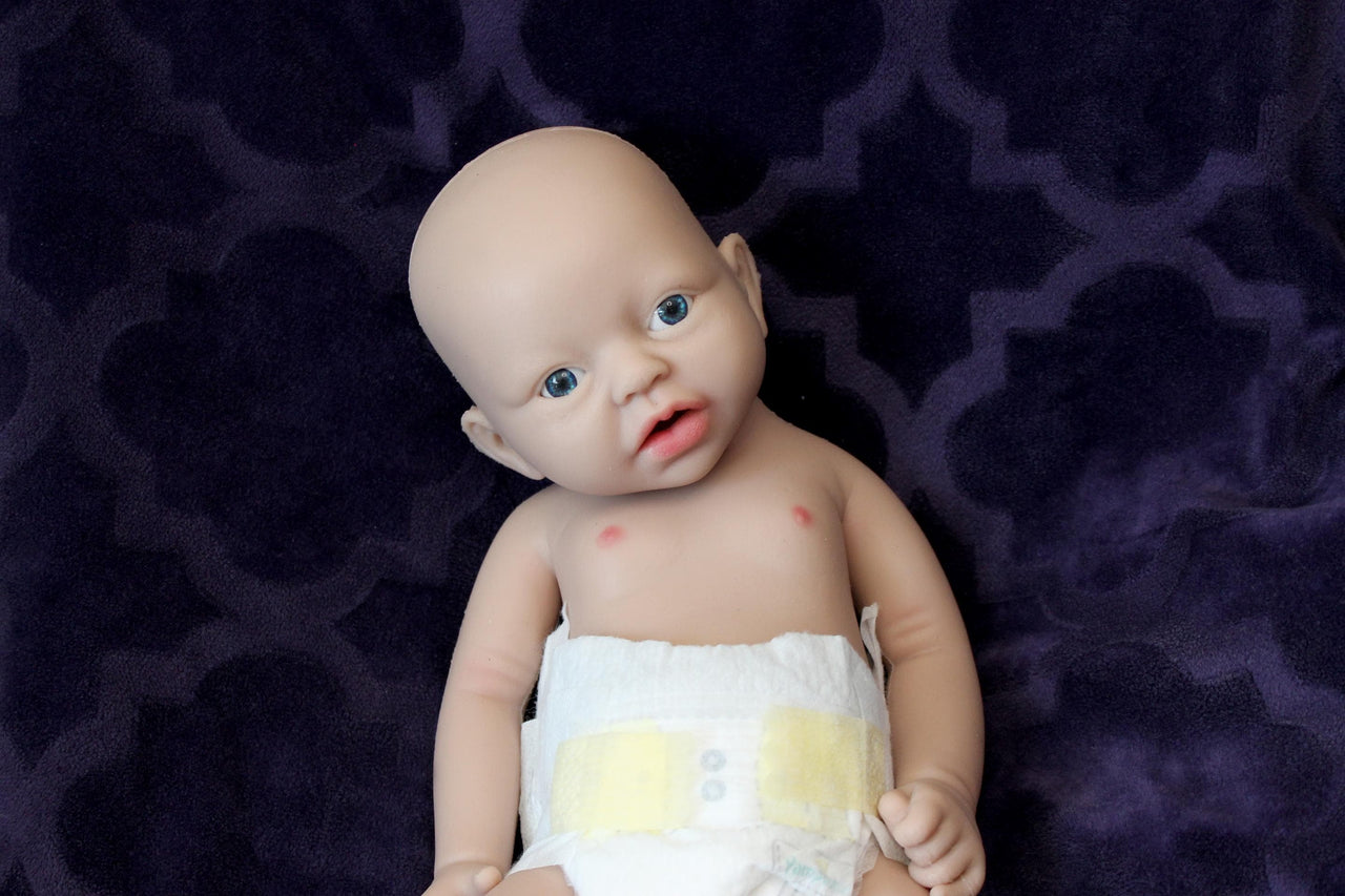 Realistic Full Body Silicone Baby Doll Reborn Preemie 14&quot; 3.4 lbs Platinum Silicone Dolls Lifelike Real Weighted Babies Ecoflex Bathtub Baby