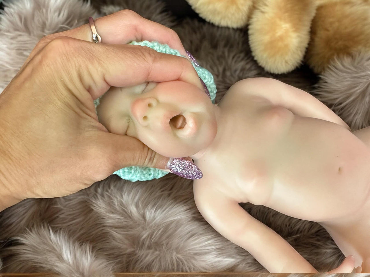 pink polka dot 13 inch doll clothes, Silicone Baby Doll Full Body Reborn Preemie 13 inch 2.3lbs Platinum Silicone Dolls Realistic Real Lifelike Weighted Babies Ecoflex Bathtub Baby