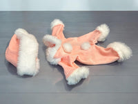 Thumbnail for 12 pink fluff ball out fit with santa style hat outfit plush fluffy doll clothes