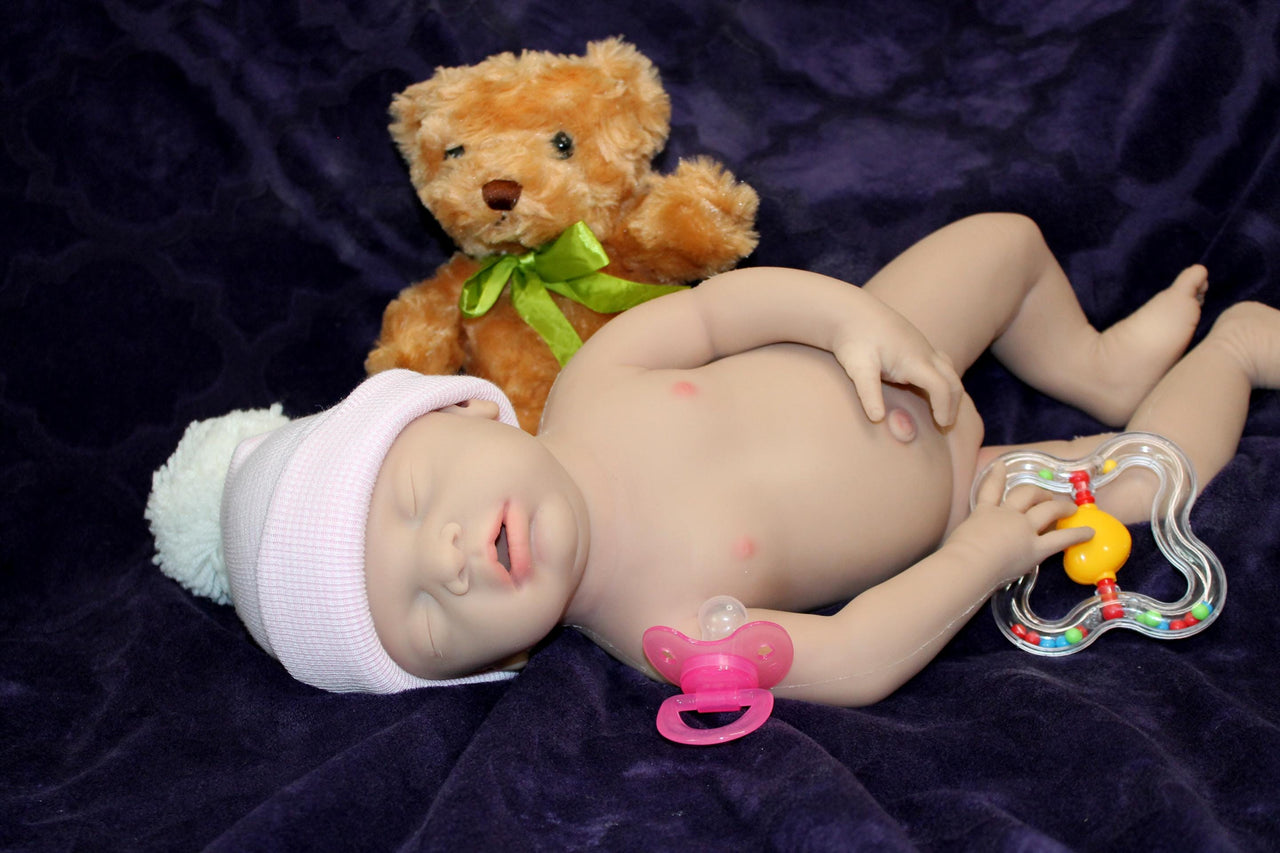 Full Silicone Doll Squishy Body Reborn Platinum Silicone Dolls Realistic Newborn Real Lifelike Weighted Babies Bathtub Baby 18&quot; 6.7 pounds