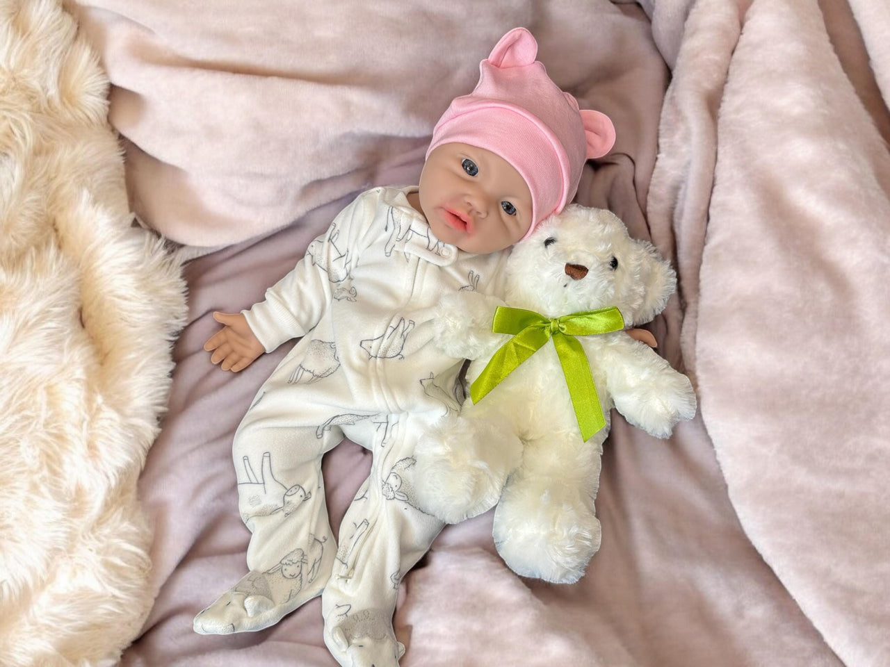 17" Platinum Silicone Reborn Doll: Weighted, Open Mouth, Realistic Baby