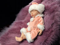 Thumbnail for 12 pink fluff ball out fit with santa style hat outfit plush fluffy doll clothes