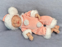 Thumbnail for 12 pink fluff ball out fit with santa style hat outfit plush fluffy doll clothes