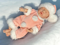 Thumbnail for 12 pink fluff ball out fit with santa style hat outfit plush fluffy doll clothes