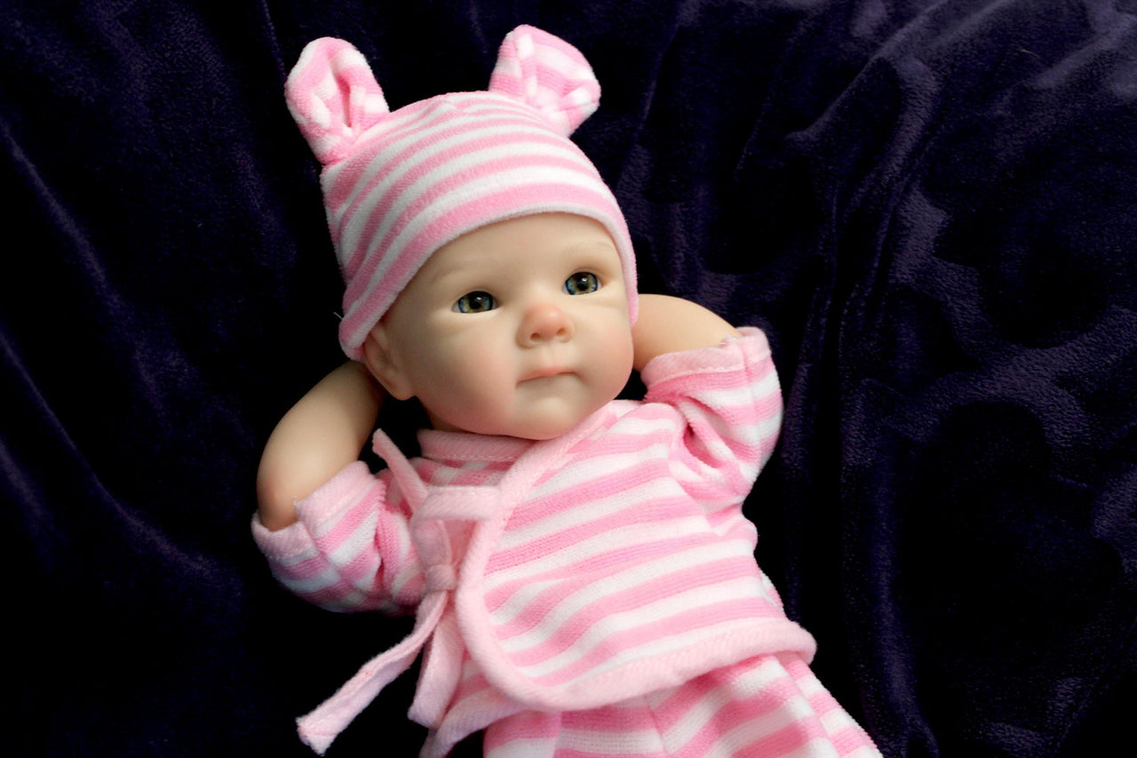 pink polka dot 13 inch doll clothes, Silicone Baby Doll Full Body Reborn Preemie 13 inch 2 lbs Platinum Silicone Dolls Realistic Real Lifelike Weighted Babies Ecoflex Bathtub Baby