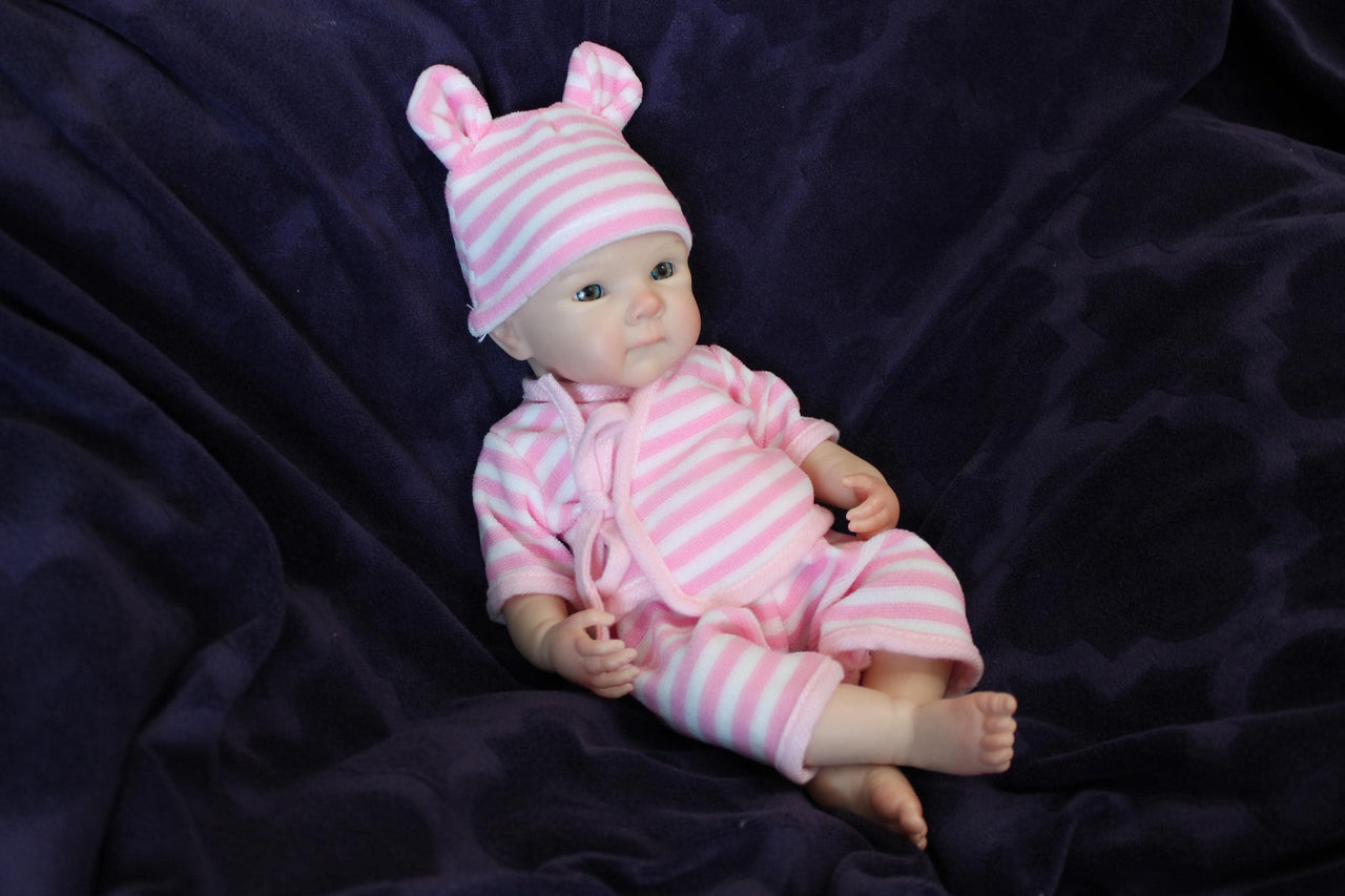 pink polka dot 13 inch doll clothes, Silicone Baby Doll Full Body Reborn Preemie 13 inch 2 lbs Platinum Silicone Dolls Realistic Real Lifelike Weighted Babies Ecoflex Bathtub Baby